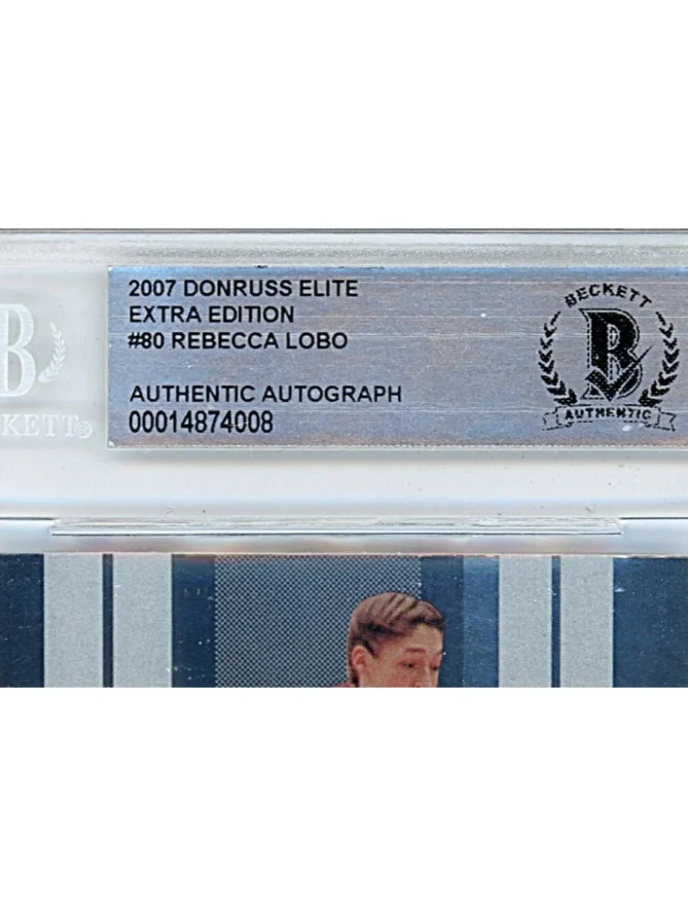 Rebecca Lobo Signed 2007 Donruss Elite Basketball Card Beckett UConn Autograph